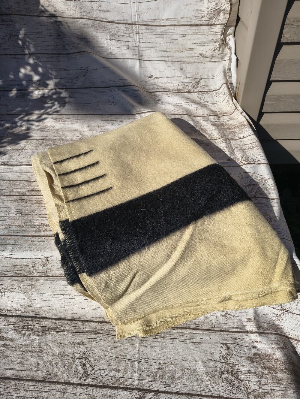 Vintage Black And White 4 Point Wool Blanket